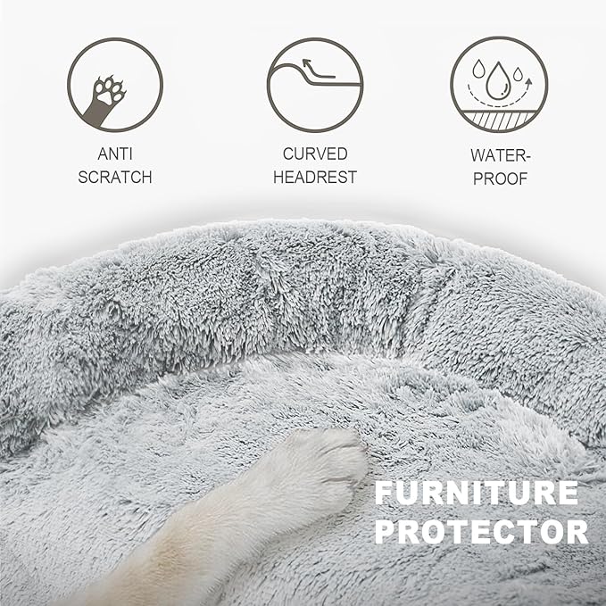 Tinaco Calming Dogs/Cats Bed Mats, Dog Pad Washable Removable Couch Cover, Plush Long Fur Mat for Pets, Waterproof Lining, Perfect for Small, Medium and Large Dogs and Cats (Gradient Gray, M)