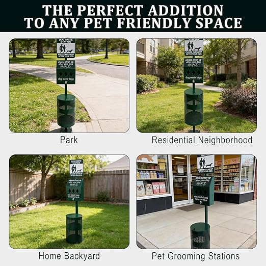 Dog Waste Station, 12 Gallons Pet Waste Bin, Outdoor Dog Waste Disposal System, for Backyard Commercial Park