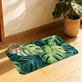 Tropical Palm Leaves Pet Feeding Mat, Absorbent Quick-Dry Dog Cat Bowl Mat, Non-Slip Bottom, Indoor Use – 12x20 Inch