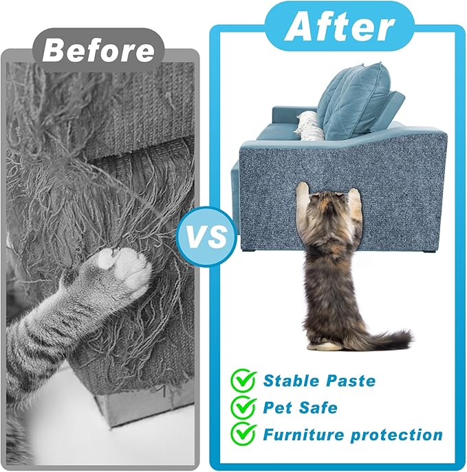 Cat Scratching Mat, 118" x 15.8" Self-Adhesive Trimmable Cat Scratching Carpet Mat with 20 Screws, DIY Cat Scratchers Furniture Protector for Indoor Cats, Couch, Wall and Cat Tree Shelves