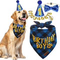 EXPAWLORER Dog Birthday Party Supplies - Dog Birthday Bandana Scarf and Party Hat with Numbers Boy Girl Pet Bow Tie, Cute Outfit for Small Medium Large Dogs (X-Large)