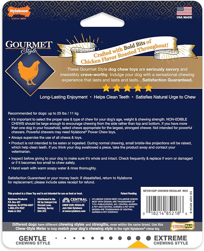Nylabone Gourmet Style Wishbone Strong Chew Toy for Dogs, Chicken Flavor, Small - Up to 25 lbs, 1 Count