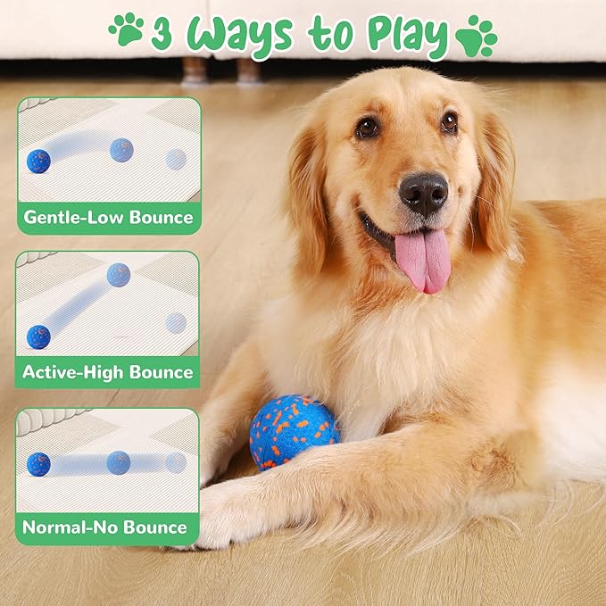 Smart Interactive Dog Toys,Vibrating Dog Ball,Electric Dog Chew Toys for Medium and Large Dogs,Chew-Proof Shell,Automatic Moving/Bouncing/Rotating, E-TPU Material,Ip68 Waterproof
