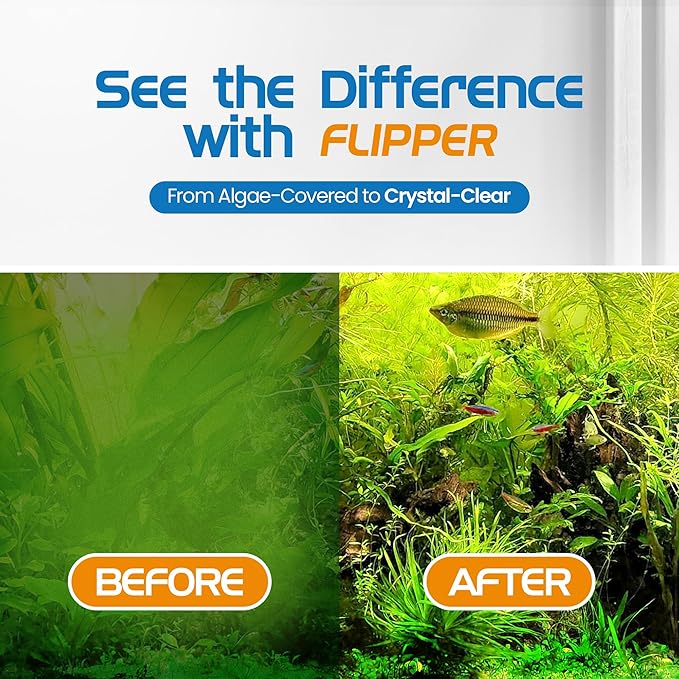 FLIPPER Platinum Hand Algae Scraper – Aquarium Glass and Acrylic Cleaner with Precision Scraper Design, Fish Tank Cleaning Tool for Freshwater & Saltwater Aquariums (18” Rigid Shaft)