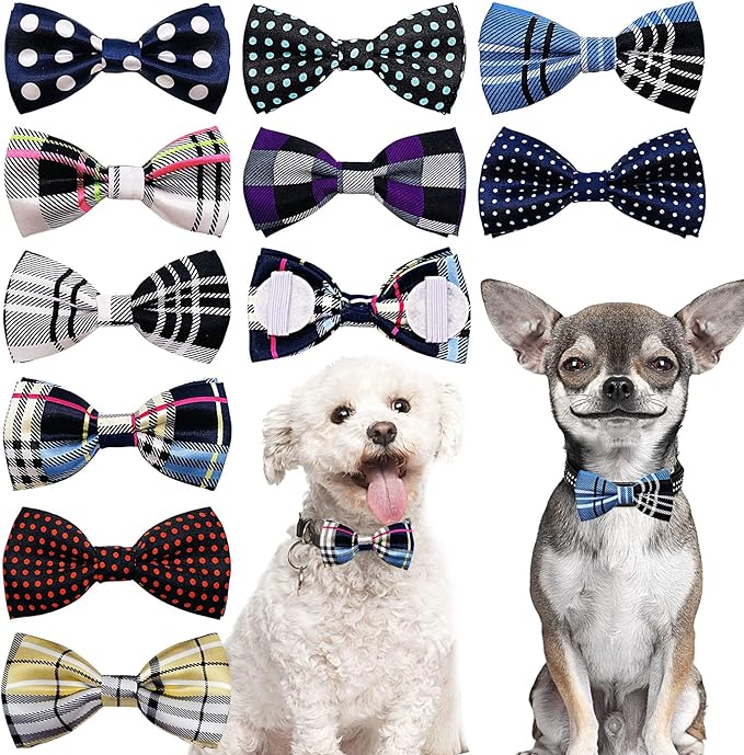 PET SHOW 10 Pack Small Dogs Collar Bowties Attachment Charms for Puppies Cats Embellishment Collars Accessories Bows Ties for Birthday Parties Holiday Wedding Supplies