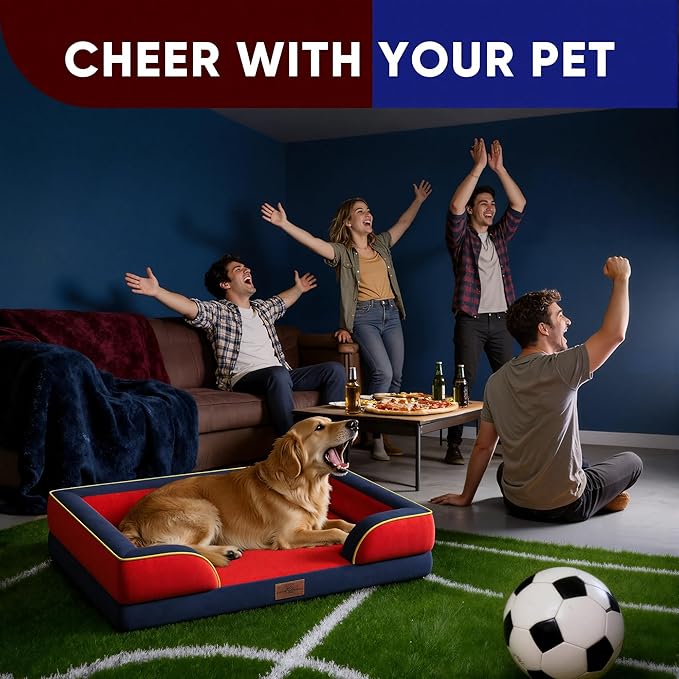Comfort Expression Orthopedic Dog Bed for Large Dogs 36x27 Inch, Waterproof Egg Crate Foam Large Pet Bed with Removable Bolsters, Dog Couch with Washable Cover & Non-Slip Bottom, Kansas