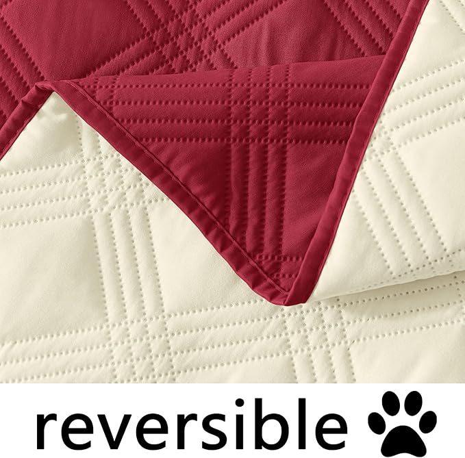 hyha Waterproof Dog Blanket, Reversible Pet Bed Blanket, Soft Sofa Couch Cover for Dogs Washable, Waterproof Pet Couch Covers for Sofa Puppy Cats Furniture Protector(40"x70", Wine Red/Beige)