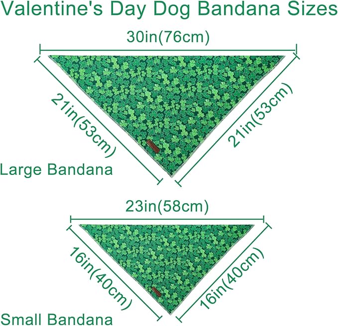 St. Patrick's Dog Bandana, UP URARA PUP Shamrock Triangle Bid Scarf for Medium Large Dogs, Cotton Kerchief for Girl Boy Puppies, Cute Spring Green Bandana,S