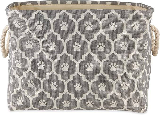 Bone Dry Pet Storage Collection Lattice Paw Print, Gray, Medium Rectangle