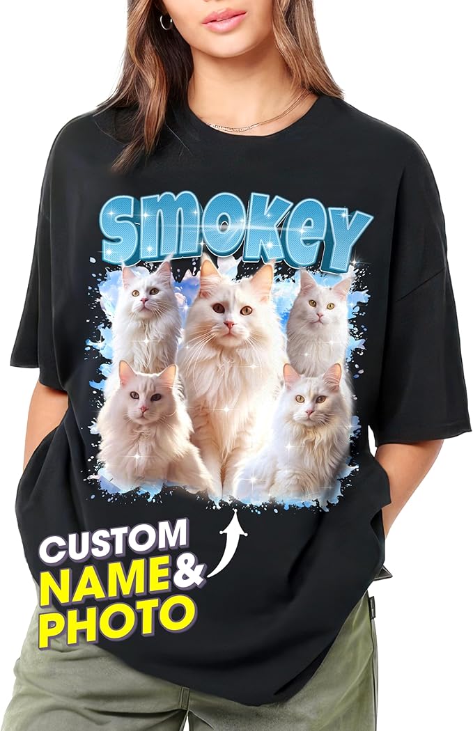 JIX & JOKY Custom Your Own Bootleg Rap Shirts with Dog Faces Custom Pet Shirt for Men Graphic Tshirt Gift Idea for Pet Lovers