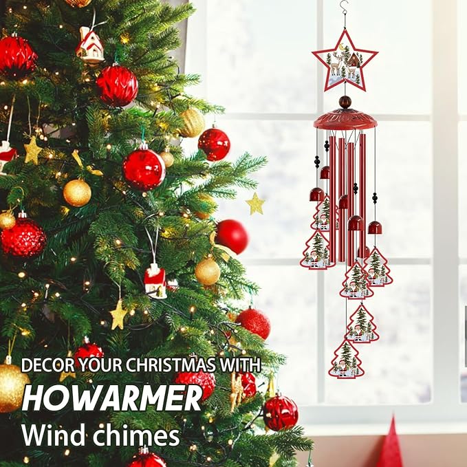 Christmas Wind Chimes for Outside, 35'' Metal Christmas WindChimes Gifts for Women/Men, Decoration for Outdoor, Home, Garden, Patio, Backyard
