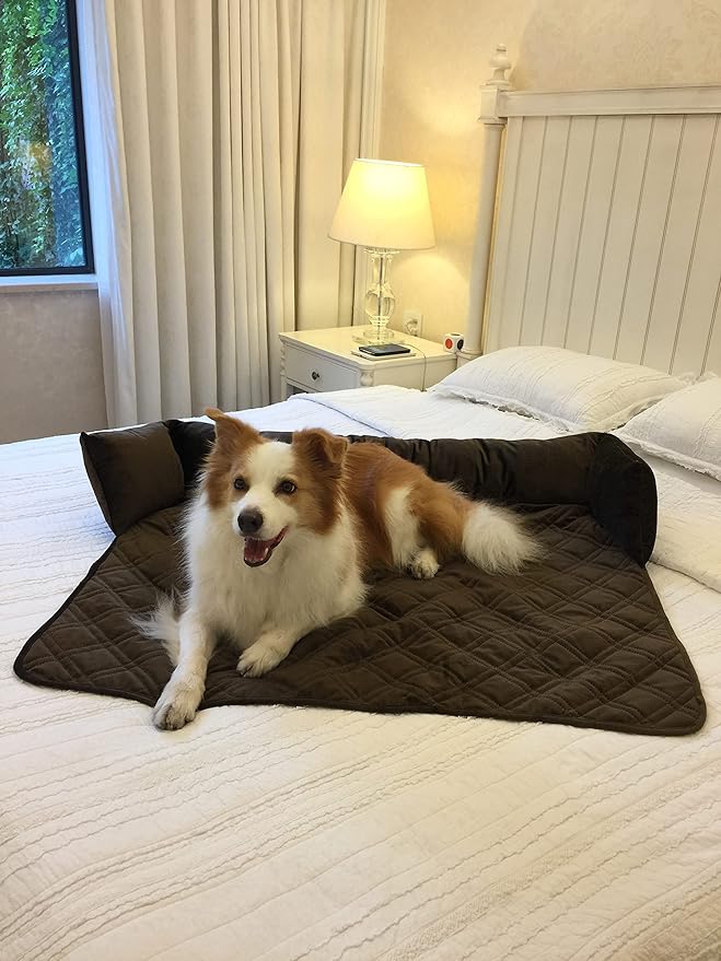 Brilliant Sunshine Premium Calming Dog Bed Mat, Silky Velvet, Removable Washable Cover, Cushion Protector and Couch Covers for Dogs, Pets, Cats, Large, Chocolate