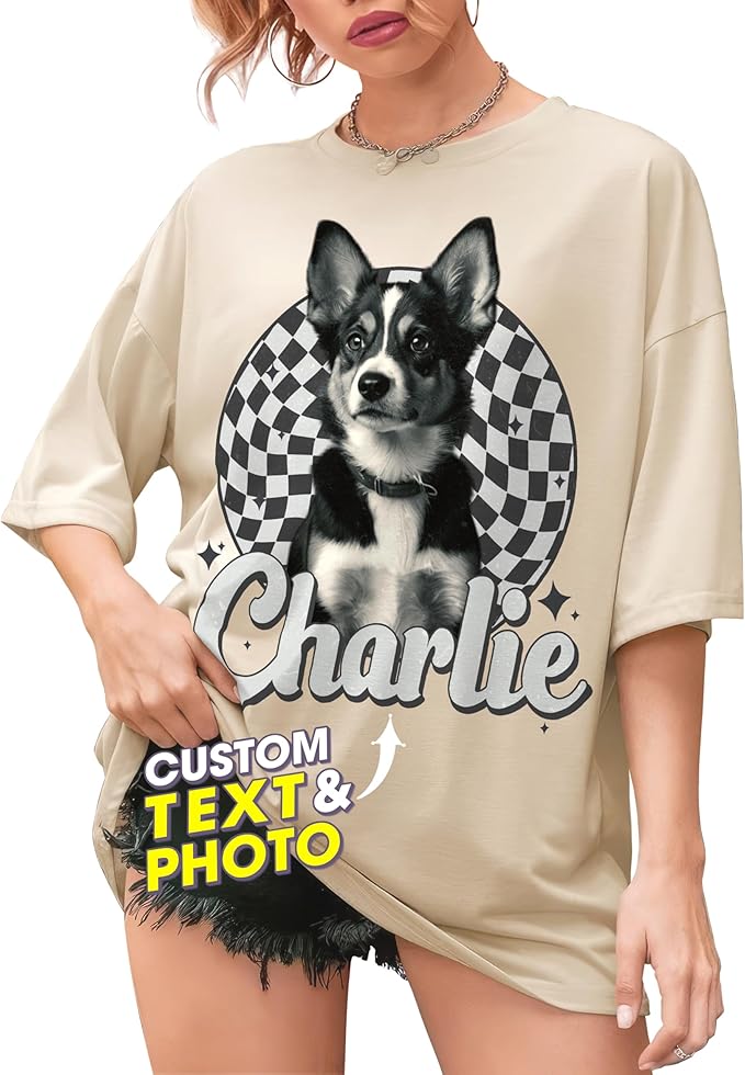 JIX & JOKY Custom Your Own Bootleg Rap Shirts with Dog Faces Custom Pet Shirt for Men Graphic Tshirt Gift Idea for Pet Lovers