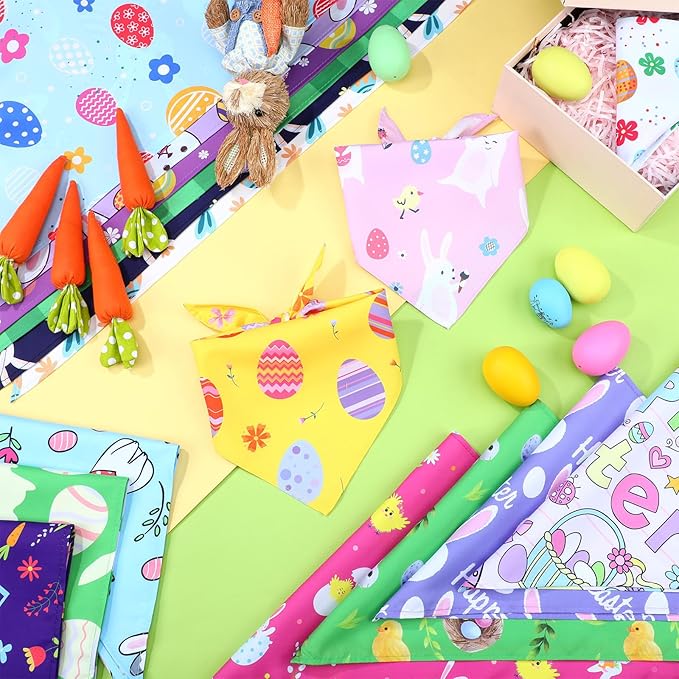 150 Pcs Easter Dog Bandanas Bulk Pet Bibs Colorful Triangle Scarf Pet Bandanas for Medium Large Dogs Easter Festival Spring Summer Birthday Costume Decor