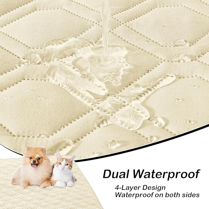 hyha Waterproof Dog Bed Blanket, Soft Pet Blankets, Waterproof Couch Cover for Dogs, Reversible Sofa Covers Washable for Furniture (40x50 Inch, Beige/Beige)