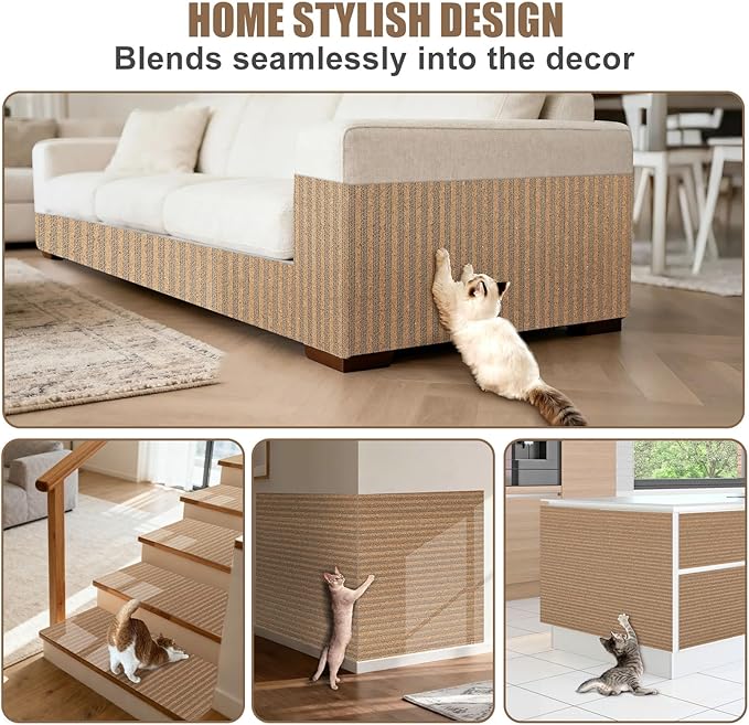 Natural Cork-Cat Scratcher Mat-Cat Scratch Pad Rug-cat Couch Protector-Wall Scratchers for Indoor Kitten Scratching&Stretching-Scratch Furniture Protector for Post&Sofas&Carpets&Floor-Kitty Gifts