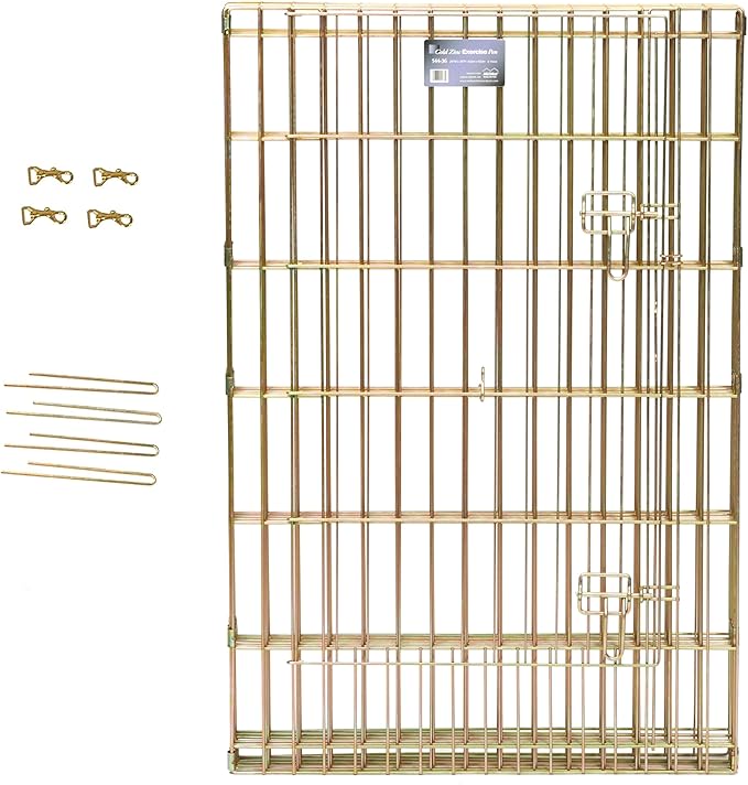 MidWest Homes for Pets Folding Metal Puppy / Dog Exercise Pen, Indoor/Outdoor Playpen with Door, 16 Sq Feet of Play Space, 30-Inches Tall, Gold Zinc