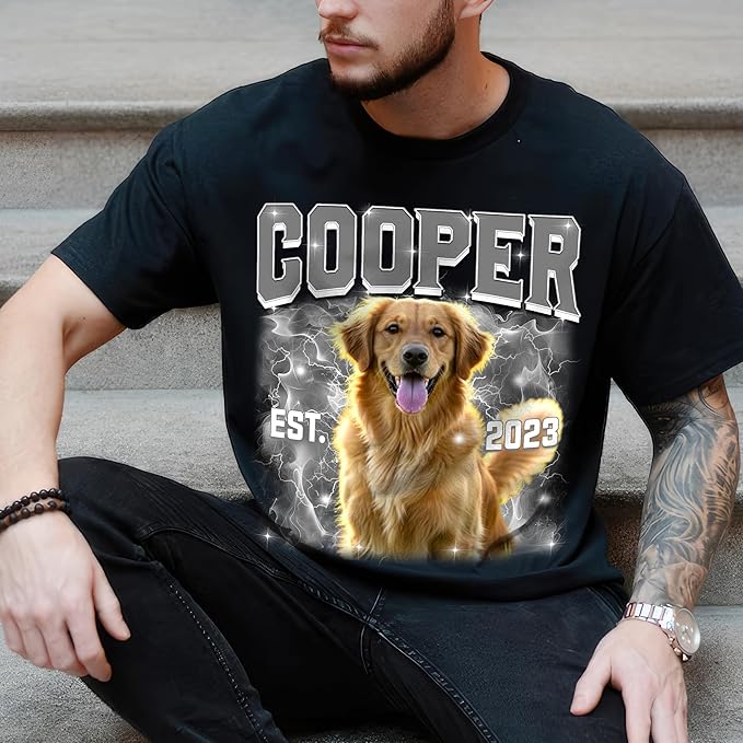JIX & JOKY Custom Your Own Bootleg Rap Shirts with Dog Faces Custom Pet Shirt for Men Graphic Tshirt Gift Idea for Pet Lovers