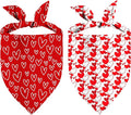 Valentines Dog Bandanas, 2 Pack Mother's Day Triangle Dog Bandanas, Reversible Love and Heart Pet Scarf, Premium Durable Fabric, Boys and Girls, Holiday Bandana for Large and Extra Large Dogs