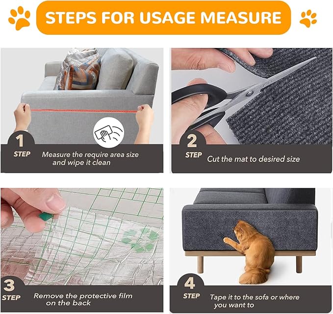 Carpet 78.7"x15.8" Trimmable Cat Scratching Mat for Furniture Protector,Versatile Self-Adhesive Anti Cat Scratch Pad for Couch Protection&Cat Scratcher Tree/Post/Wall/Board/Twine Replacement