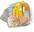 Cat Backpack Carrier Back Expandable Bubble Pet Carrier Backpack for Large Cat, Kitten and Dog, Designed for Hiking, Travelling and Outdoor Use (Back Expandable-Yellow)