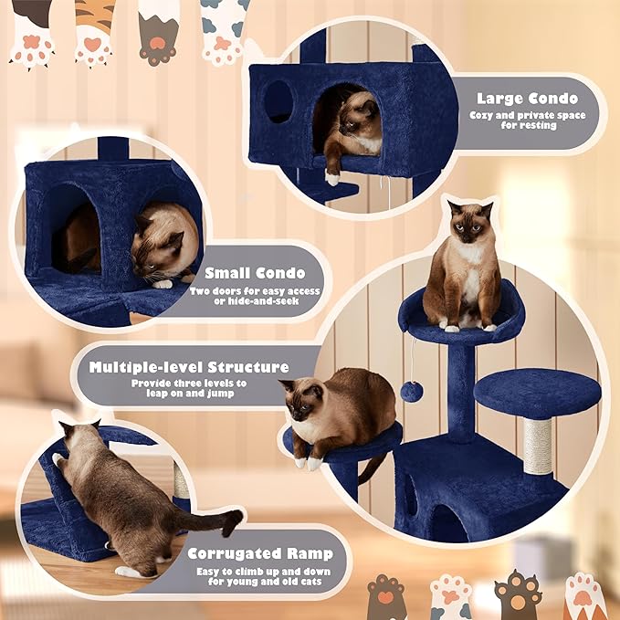 Yaheetech 54in Cat Tree Tower Condo Furniture Scratch Post for Kittens Pet House Play