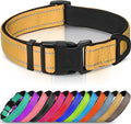 Joytale Reflective Dog Collar, Soft Neoprene Padded, Metal D-Ring, Nylon Pet Collar Adjustable for Medium Dogs, Khaki, M
