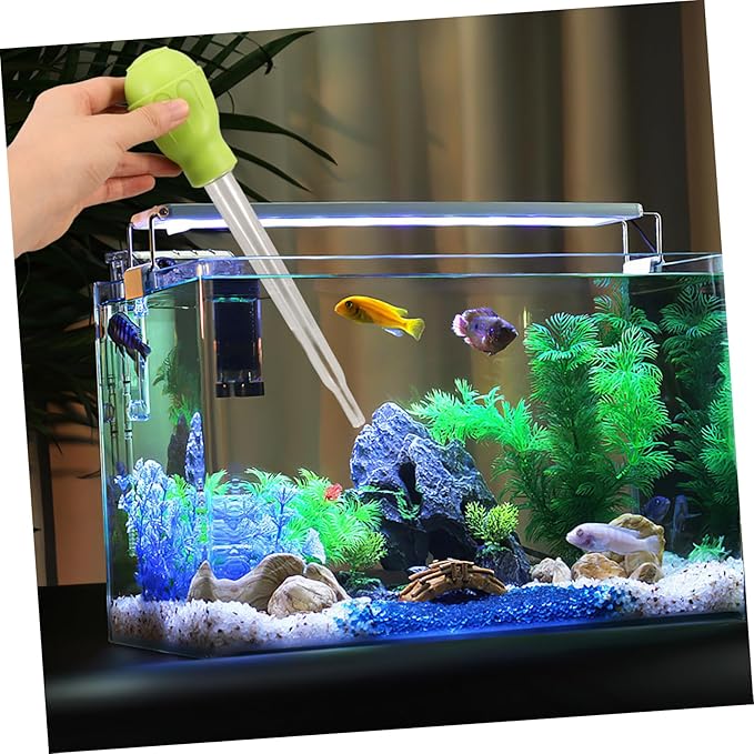 Happyyami 2pcs Manual Fish Tank Cleaner Gravel Adsorber Coral Feeder and Water Transfer Tool Compact Design for Easy Aquarium Maintenance and Waste Removal