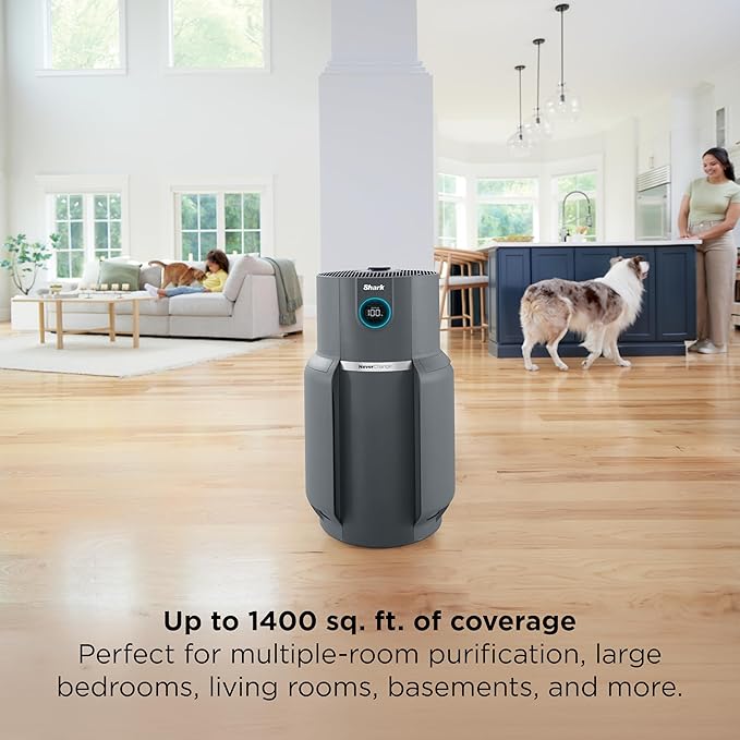 Shark Air Purifier for Home with NeverChange(5-Year) HEPA Air Filter, 1400 sq. ft. for Powerful Multi-Room Purification, Filters Smoke, Captures 99.98% of Particles & Dust, HP302, White