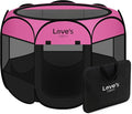 Love's cabin Pet Puppy Dog Playpen, Large Dog Tent Crates Cage Indoor/Outdoor, Portable Playpen for Cat, Foldable Pop Up Dog Kennel Playpen with Carring Case, Removable Zipper Top, Pink