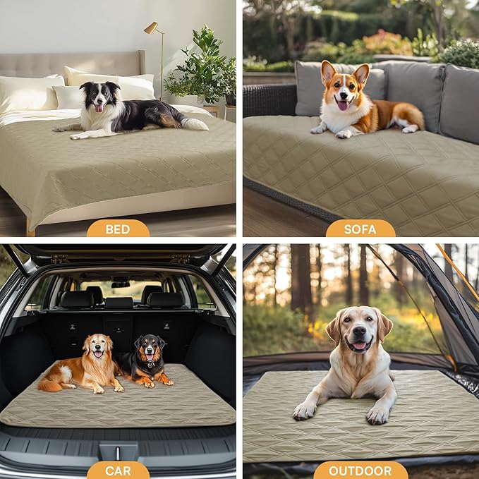 Luciphia 100% Waterproof Couch Cover Blanket for Dogs Anti-Slip Pet Couch Protector Sofa Mat Puppy Cat Blanket with Non-Slip Bottom, Taupe White, 30x70 Inch