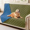 hyha Waterproof Dog Bed Blanket, Soft Pet Blankets, Waterproof Couch Cover for Dogs, Reversible Sofa Covers Washable for Furniture (52x82 Inch, Green/Navy Blue)