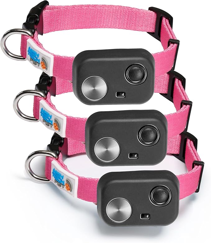 MS-5 Automatic Pet Door Collar 3-Pack, Genuine High Tech Pet Brand Dog Collar for Power Pet Doors - Econ Series, Waterproof (Pink) - PNK-MS5-3PK