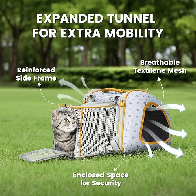 Cat and Dog Backpack Carrier, Foldable Breathable Pet Carrier Backpack with Mesh Ventilation, Large Portable Outing Traveling Pet Bag for Small, Medium Cats, Small Dogs, Orange
