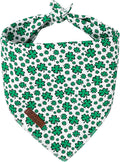 St. Patrick's Dog Bandana, UP URARA PUP Shamrock Triangle Bid Scarf for Medium Large Dogs, Cotton Kerchief for Girl Boy Puppies, Cute Spring Green Bandana,S
