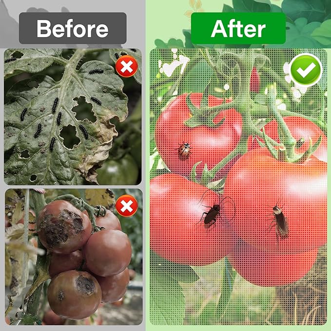 3 Pack Garden Bird Netting Plant Cover for Round Tomato Cage, 61"x13" Insect Bird Barrier Tomato Cage Net with Zipper & Drawstring, Tomato Trellis Netting Protection Cover for Protecting Plants