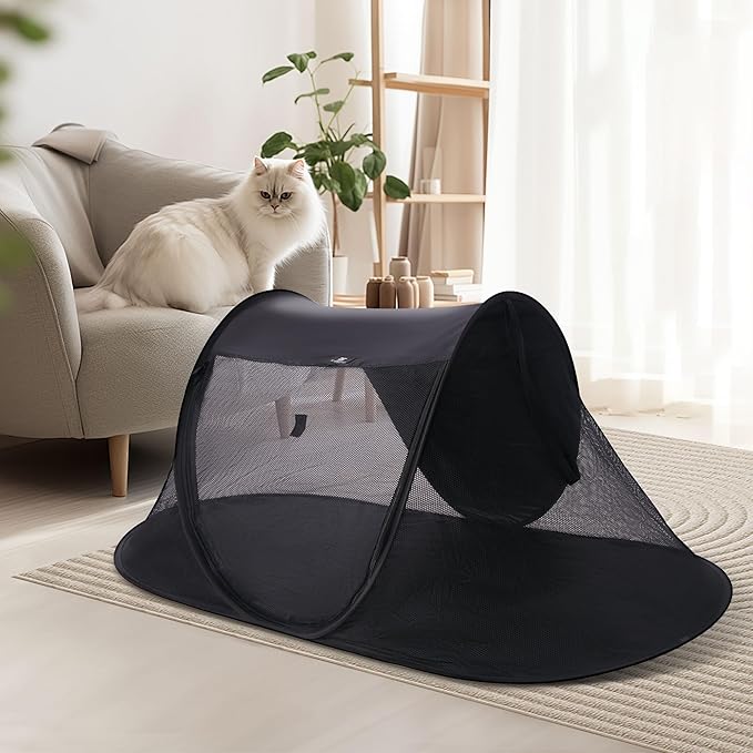 X-ZONE PET Outdoor Cat Tent, Pop Up Cat Playpen, Pet Enclosure Suitable Birds and Small Animals Black