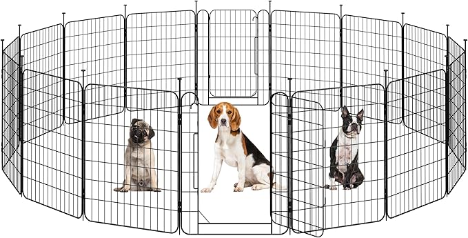 Yaheetech Expandable Dog Playpen, 16 Panel 32 inch Puppy Playpen with Door Indoor/Outdoor Pet Fence for Small Medium Dogs