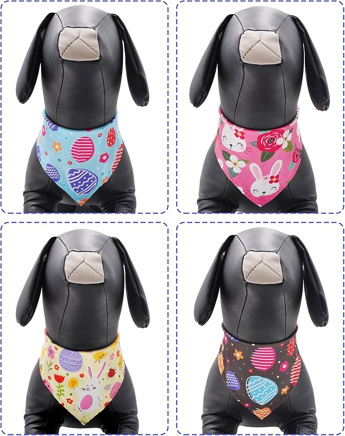 PET SHOW 50 Pack Easter Dog Bandanas Bulk for Extra Large XL Dogs Washable Adjustable Pet Scarf Triangle Bibs for Dogs Green Yellow Purple Decorative Grooming Accessories