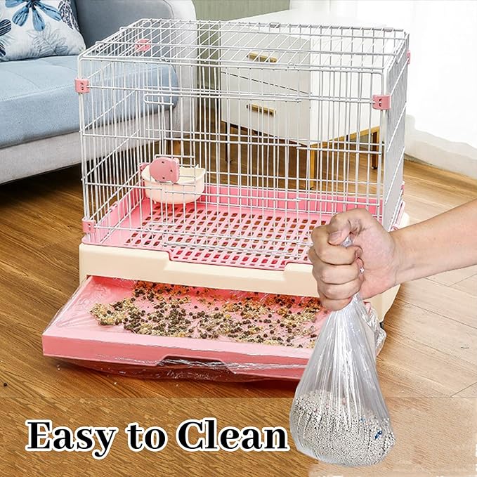 BNOSDM 100 PCS Disposable Rabbit Cage Liner Plastic Guinea Pig Cage Bedding Hamster Litter Pan Bags Universal Toilet Film for Bunny Chinchilla Ferret Hedgehog Small Animals (47")