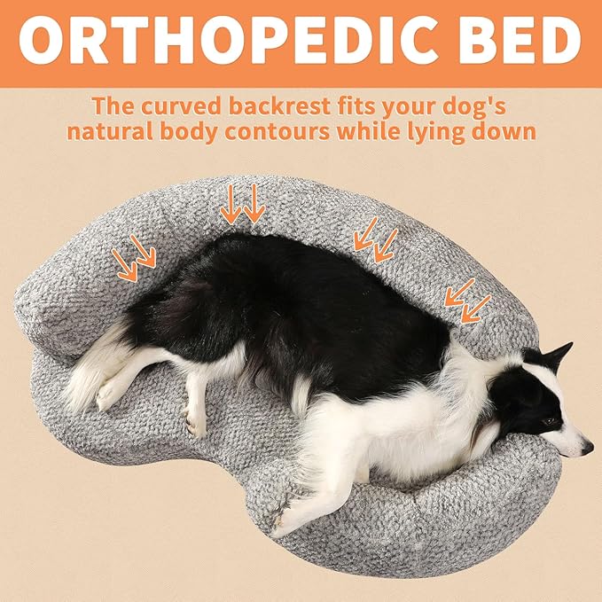 Orthopedic Memory Foam XXL Dog Bed for Large Sized Dog - Washable & Waterproof & Removable Cover -Round Calming Bed for Anxiety Relief (51 x 34 x 8 Inch)
