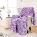 Bnuitland Purple Leopard Print Flannel Throw Blanket, 300 GSM Double Sided Fuzzy Fluffy for Bed Sofa Couch Travel, Super Soft Lightweight Cheetah Print Blanket for Adults and Kids, 50×40 inch