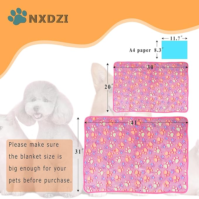 Dog Blankets for Medium Large Dogs, 3 Pack Dog Blanket Washable 41" x 31", Fuzzy Soft Pet Mat Throw Cover for Kennel Crate Bed, Cute Paw Pattern, Cat Blanket, Blankets for Dogs, Pet Blanket