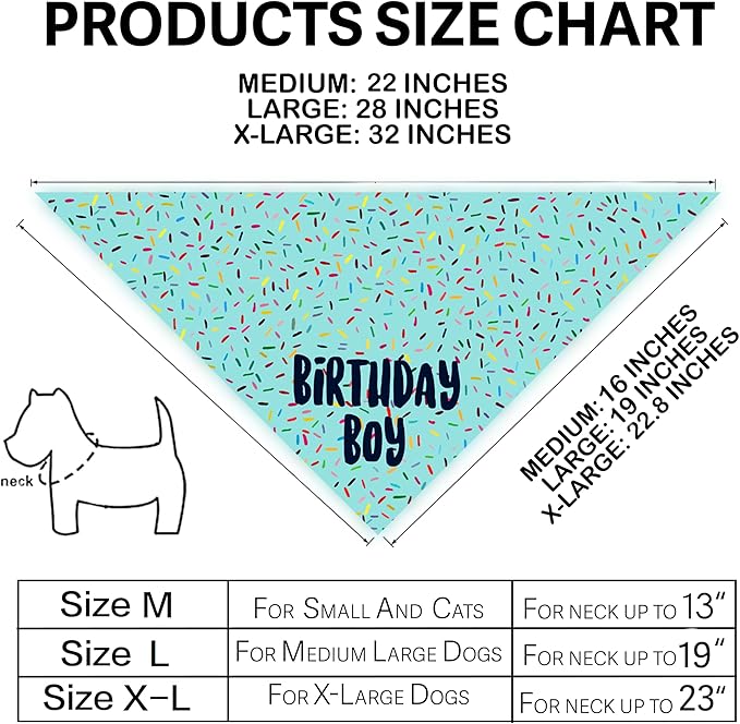 Birthday Boy Dog Bandanas 1 Pack, Blue Birthday Dog Scarfs, Pet Scarves for Birthday Boy Bandanas for Large and Extra Large Dogs (Blue, X-Large)