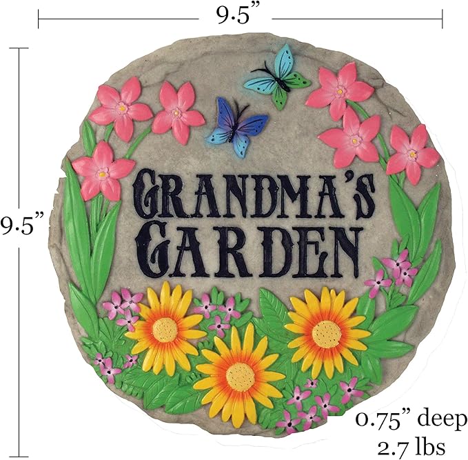 Spoontiques - Garden Décor - Grandma’s Garden Stepping Stone - Decorative Stone for Garden