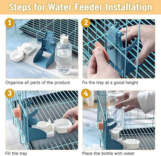 BNOSDM Automatic Bird Feeder Water Dispenser Set No Mess Bird Cage Feeders Parrot Cage Accessories Transparent Seed Food Container with Perch for Finches Parakeets Budgies Lovebirds Canaries (Blue)