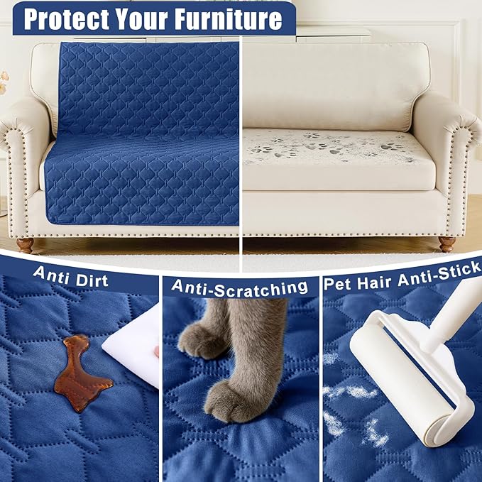 Smiry Waterproof Dog Bed Cover Blanket, Soft Reversible Pet Blanket, Washable Leakproof Cats Dogs Couch Cover for Sofa, Couch, Furniture (40x50 Inch, Navy/Blue)
