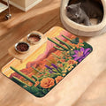 Pet Feeding Mat,Cactus Absorbent Dog Cat Food Mat Desert Dog Mat with Rubber Backing,Non-Slip Water Bowl Placemat,Pet Supplies 12" x 20"