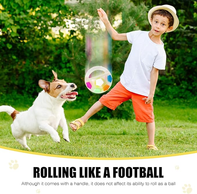 Dog Toy Ball with Handle, Toss and Fetch Play, Interactive Ball for Dogs Playing, Squeaky Floating (Transparent)