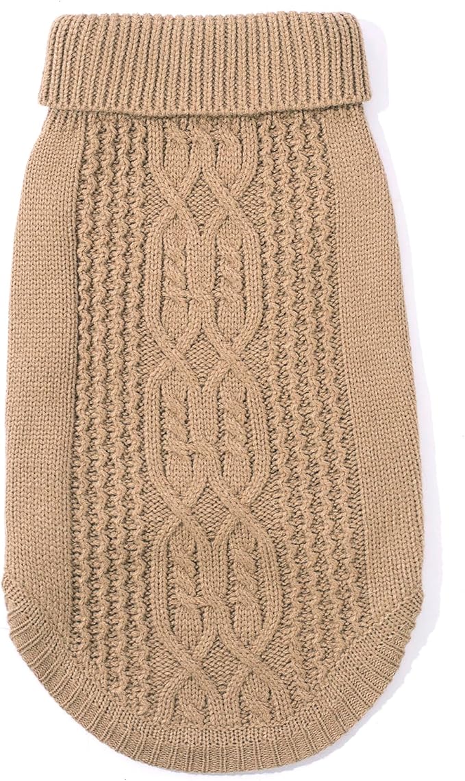 Stretchy Cat Sweater - 17 Colors & 6 Sizes | Snug Winter-Ready Knit for Boy/Girl Cats & Kittens(Khaki, Large)